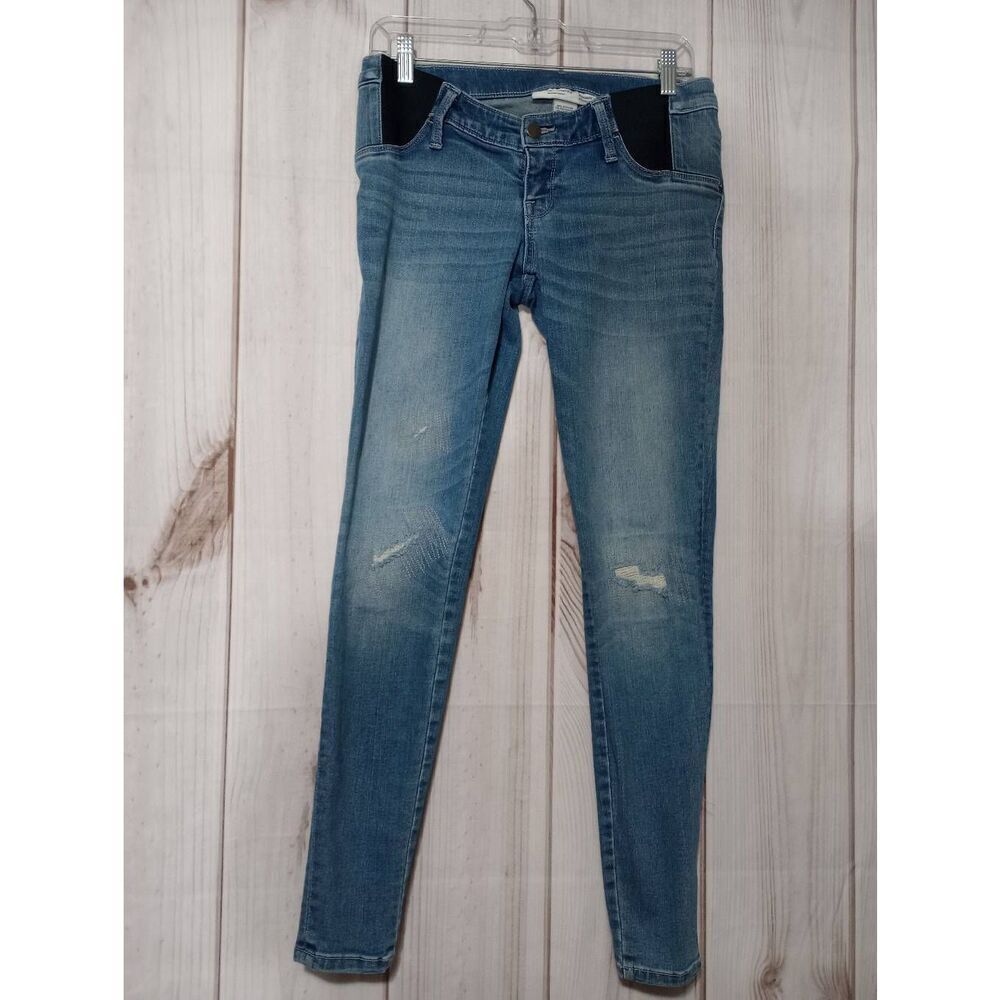 Liz Lange Maternity Target Skinny Jeggings Blue Distressed Side Panel Jeans XS